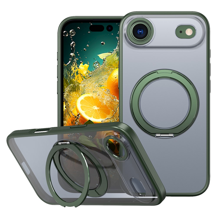 iPhone Air Mobilskal Ring Kickstand TPU PC Clear - Svartgrön | 2353 | AlltMobil