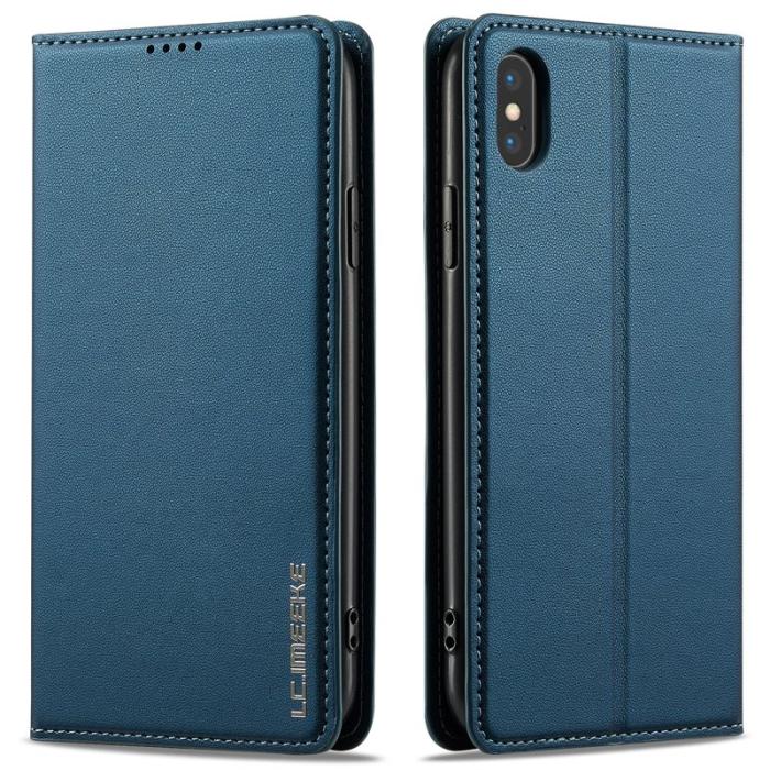 LC.imeeke - LC.IMEEKE L1 Series iPhone XS/X Plånboksfodral Konstläder - Blå