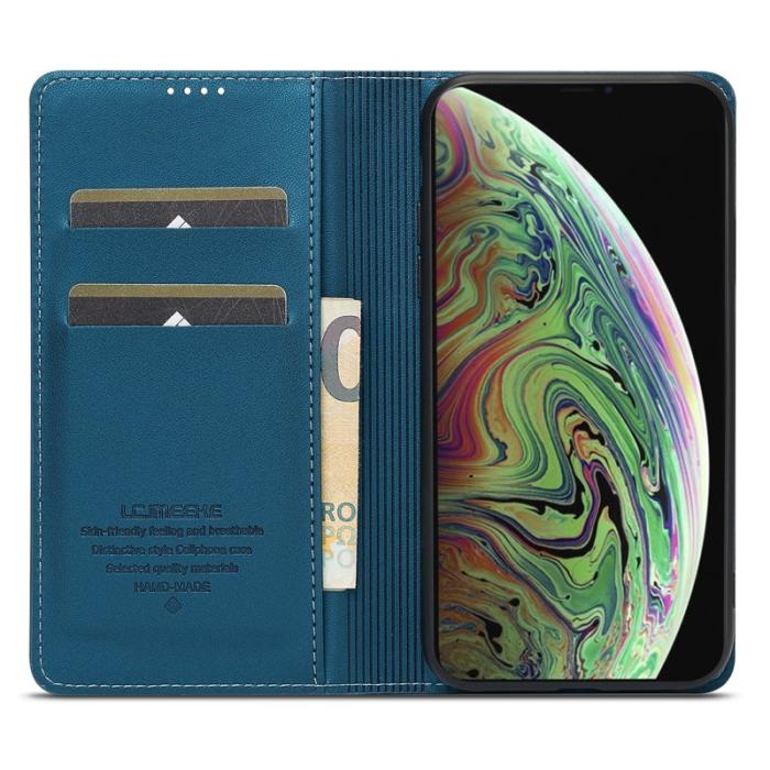 LC.imeeke - LC.IMEEKE L1 Series iPhone XS/X Plånboksfodral Konstläder - Blå