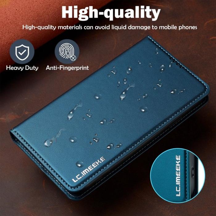LC.imeeke - LC.IMEEKE L1 Series iPhone XS/X Plånboksfodral Konstläder - Blå
