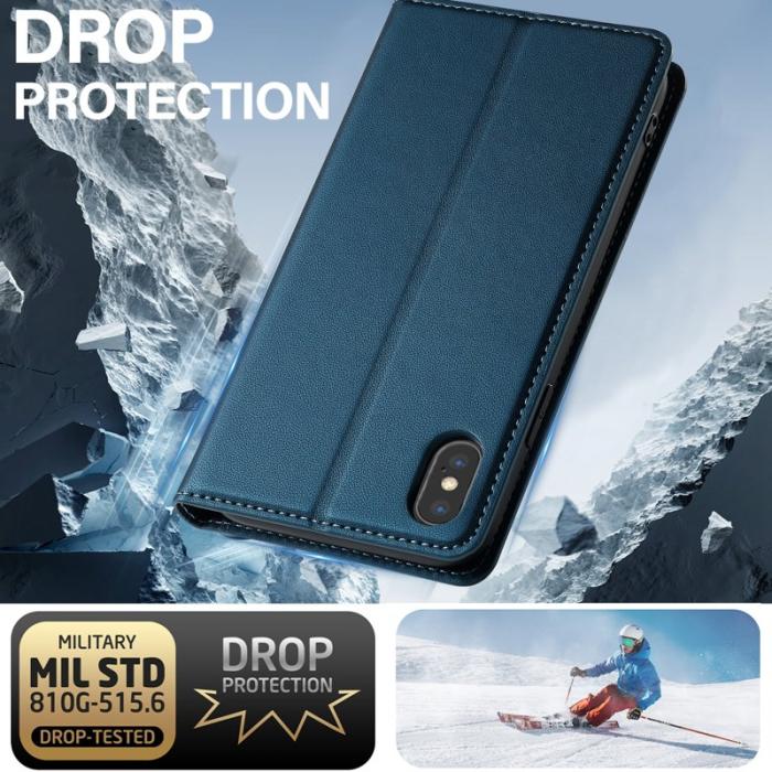 LC.imeeke - LC.IMEEKE L1 Series iPhone XS/X Plånboksfodral Konstläder - Blå