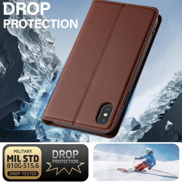 LC.imeeke - LC.IMEEKE L1 Series iPhone XS / X Plånboksfodral Konstläder - Brun