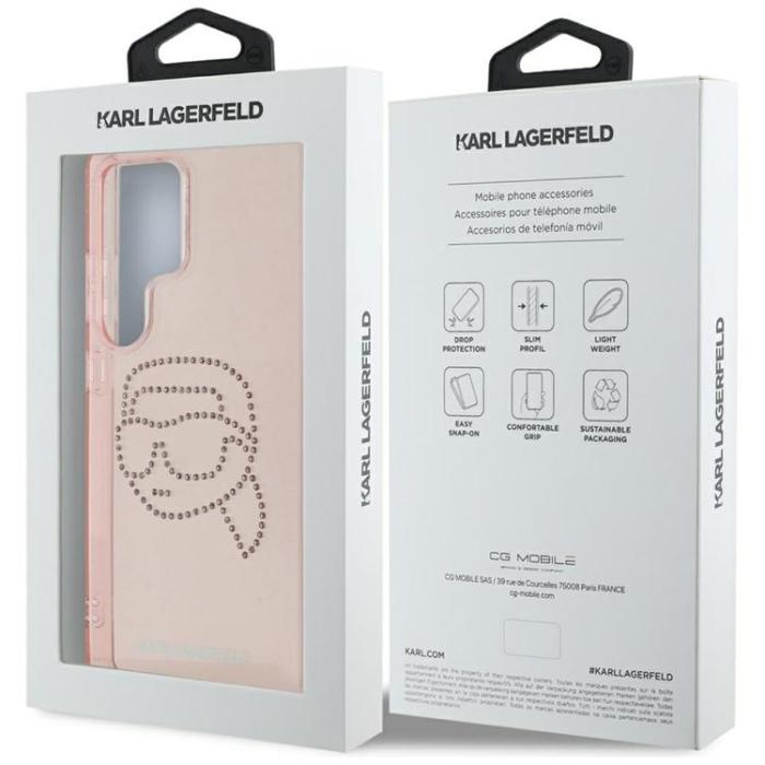 KARL LAGERFELD - Karl Lagerfeld Galaxy S25 Ultra Mobilskal Rhinestones Karl Head - Rosa