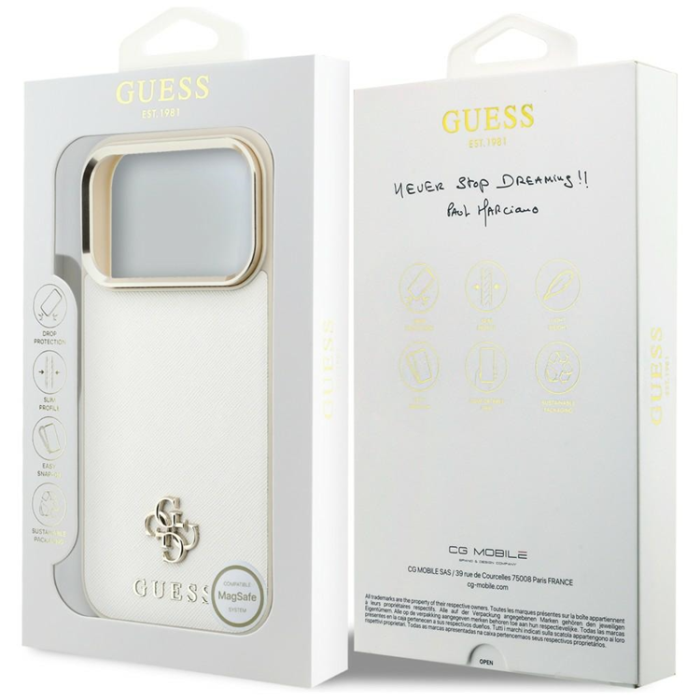 Guess - Guess Mobilskal till iPhone 18 Pro Max/17 Pro Max Magsafe Saffiano Small 4G Logo