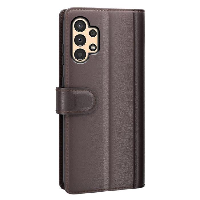 A-One Brand - Folio Flip Äkta Läder Plånboksfodral Galaxy A13 4G - Brun