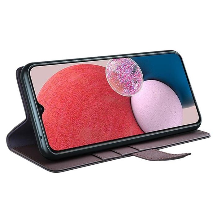A-One Brand - Folio Flip Äkta Läder Plånboksfodral Galaxy A13 4G - Brun