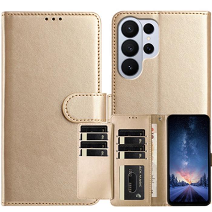 OEM - Samsung Galaxy S26 Ultra Fodral PU Läder Folio Flip - Guld