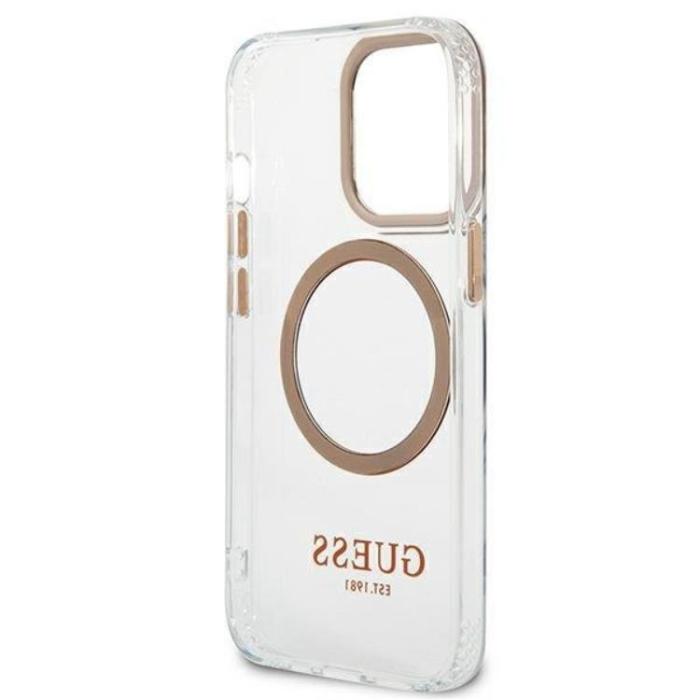 Guess - Guess iPhone 13 Pro Max Skal Magsafe Metal Outline - Guld