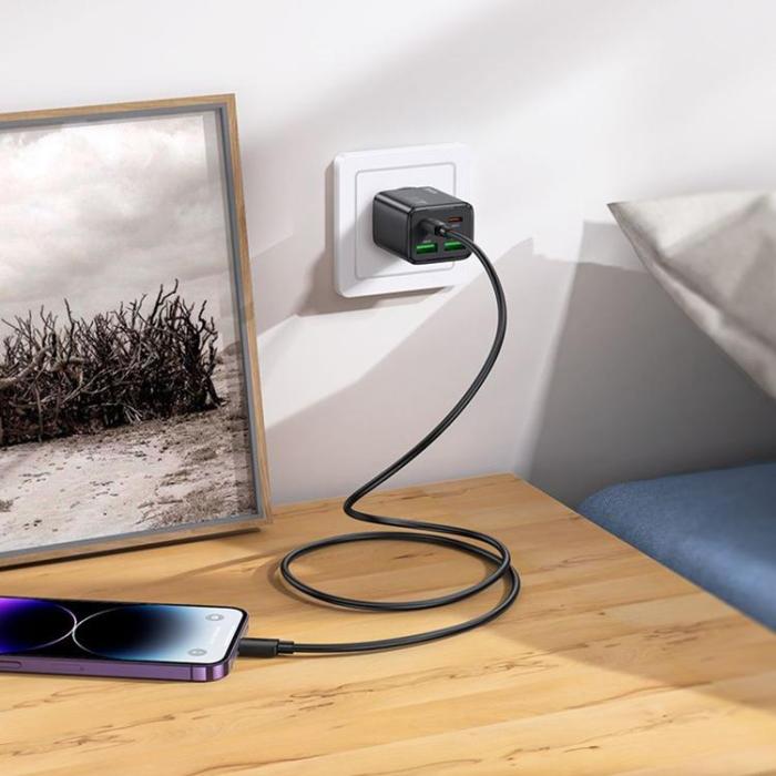 Hoco - Hoco Snabbladdare PD 30W 2xUSB-A 2xUSB-C QC3.0 3A med Lightning Kabel N56