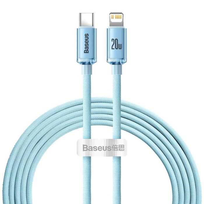 BASEUS - Baseus USB-C Till Lightning Kabel 20W 2m Crystal Shine Sky Blå