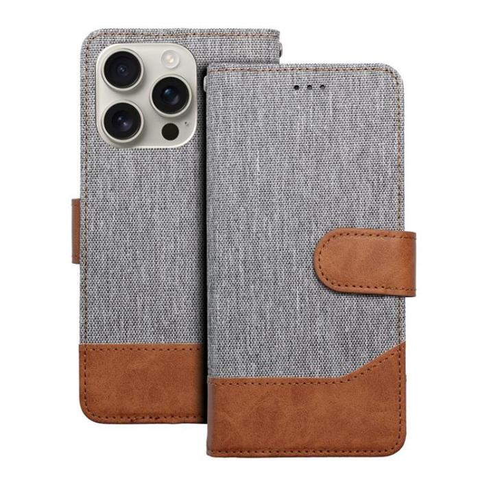 OEM - iPhone 16 Pro Plånboksfodral Jeans - Grå
