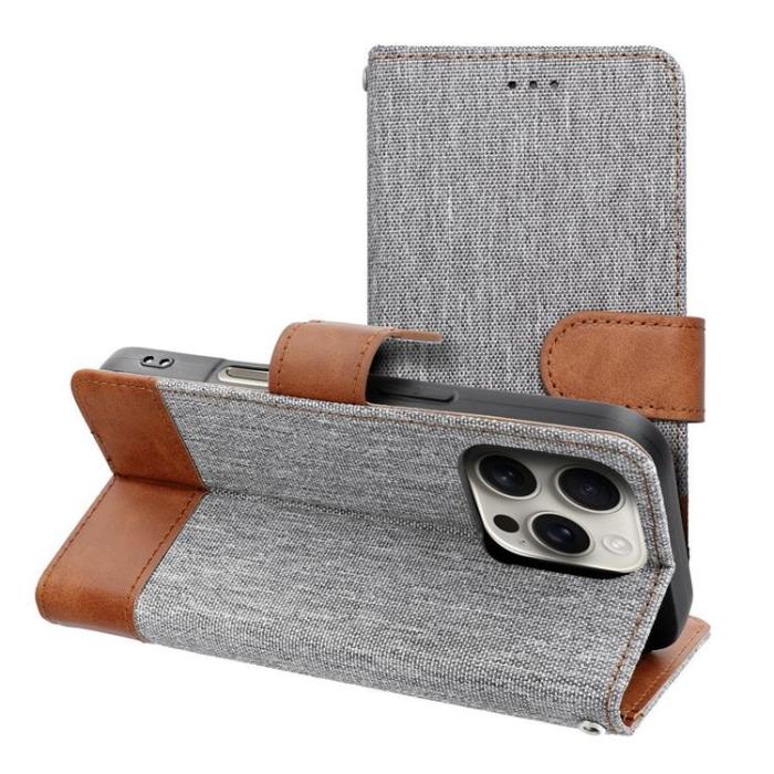 OEM - iPhone 16 Pro Plånboksfodral Jeans - Grå