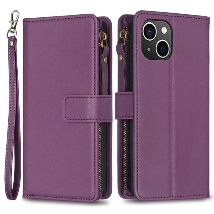 OEM - iPhone 15 Plånboksfodral Zipper Flip - Lavender