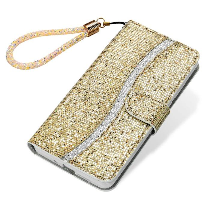OEM - Samsung Galaxy S26 Fodral PU Läder Kortfickor Glittrande - Guld