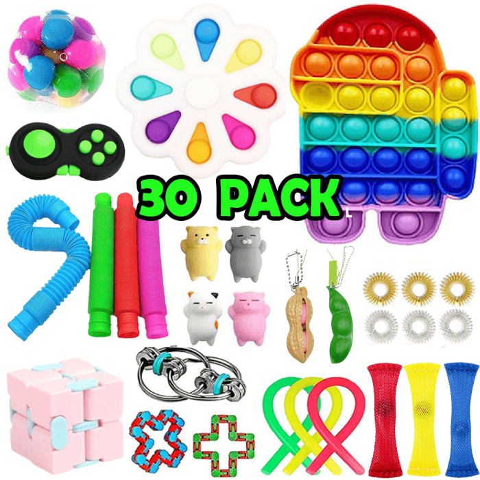 Adventskalender - Adventskalender 2023 - 30 Pack Fidget Pop it Toys för Vuxna & Barn (L)