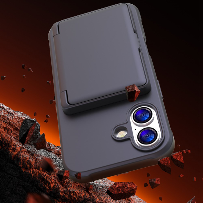 A-One Brand - iPhone 17 Mobilskal Korthållare Mirror Kickstand - Svart