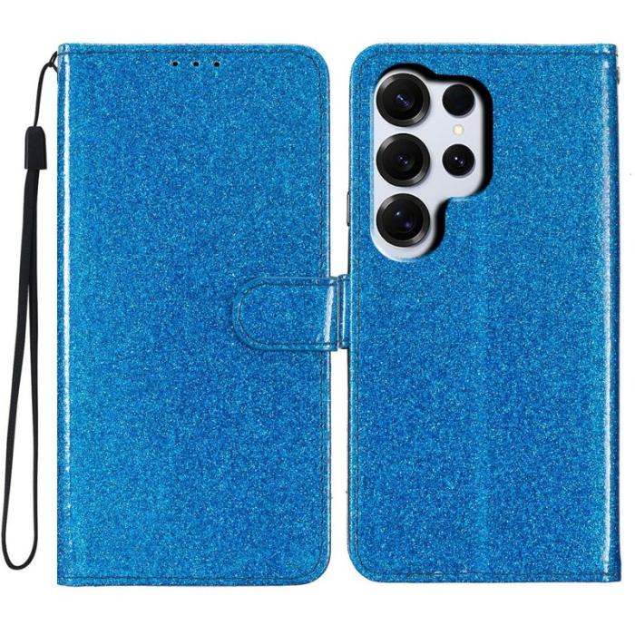 OEM - Samsung Galaxy S26 Ultra Plånboksfodral Glitter Anti-Scratch Konstläder - Blå