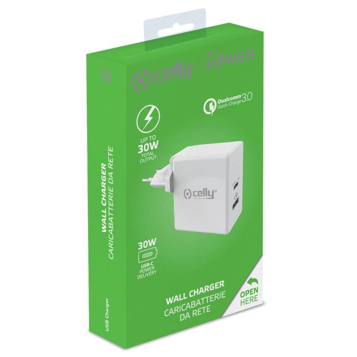 Celly - Celly - Laddare USB-C PD 30W / QC3.0