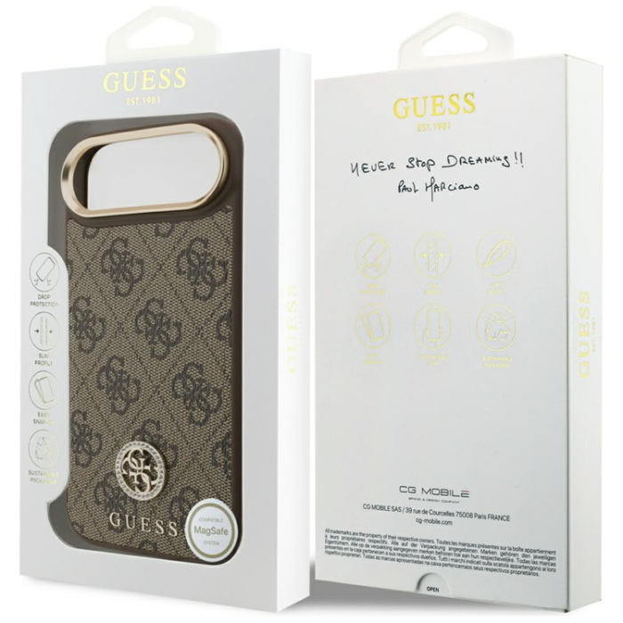 Guess - Guess iPhone 17 Air Mobilskal Magsafe Strass Logo - Brun