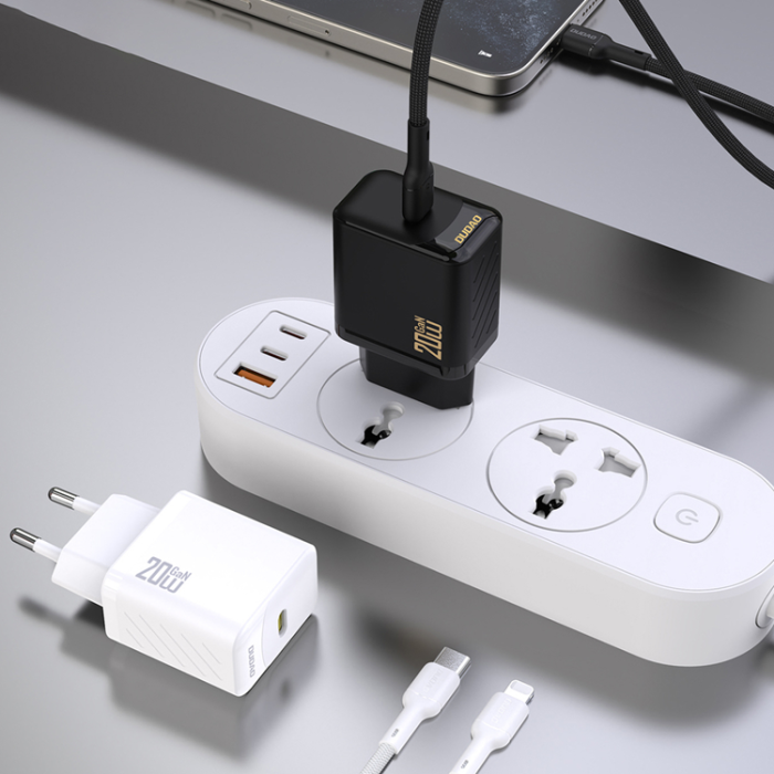 Dudao - Dudao Snabbladdare USB-C PD 20W GaN A26LEU med Lightning Kabel - Svart