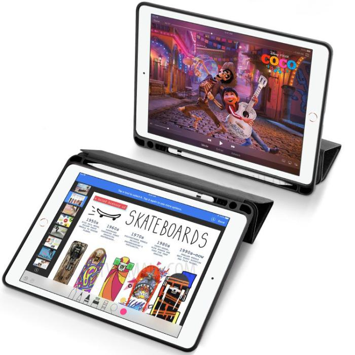 UTGATT1 - Dux Ducis Tri-Fold Läderfodral till iPad 9.7 2018 - Svart