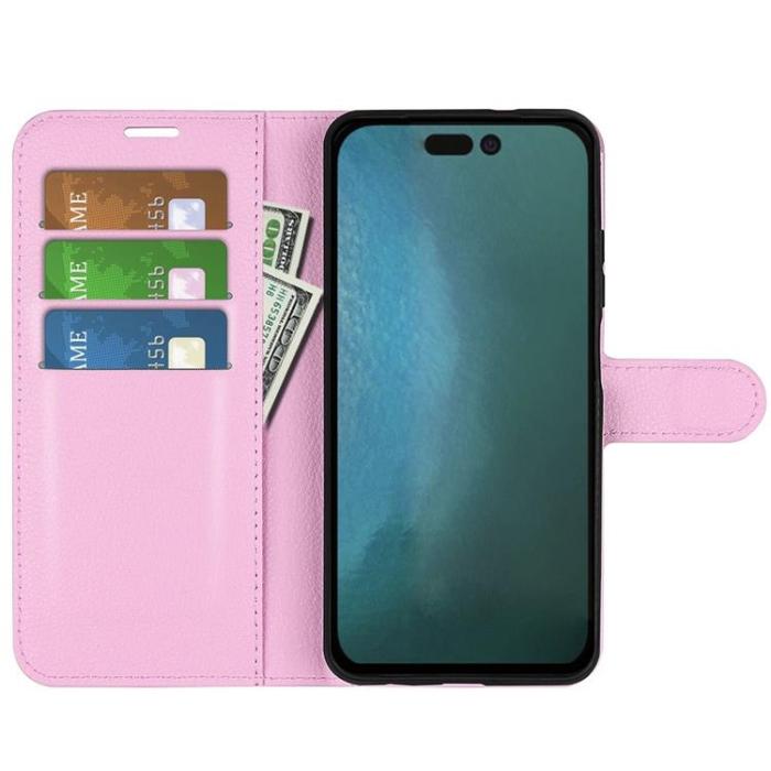 OEM - Litchi Flip iPhone 14 Plus Plånboksfodral - LjusRosa
