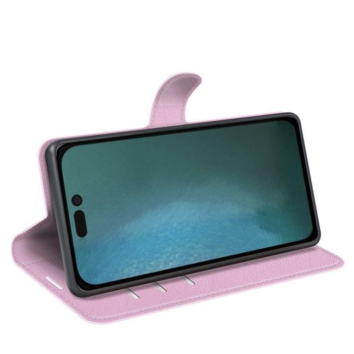 OEM - Litchi Flip iPhone 14 Plus Plånboksfodral - LjusRosa