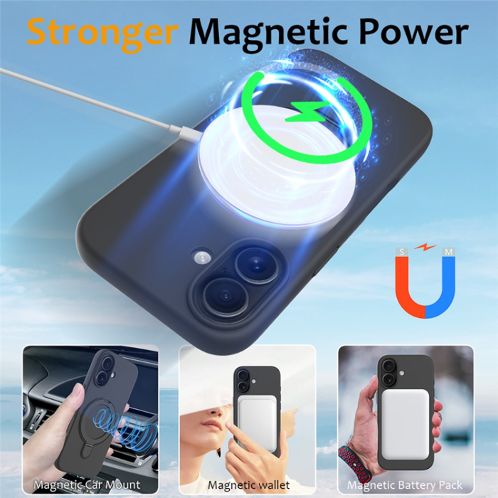 A-One Brand - iPhone 17 Mobiskal MagSafe Kickstand PC + Silikon - Svartgrå