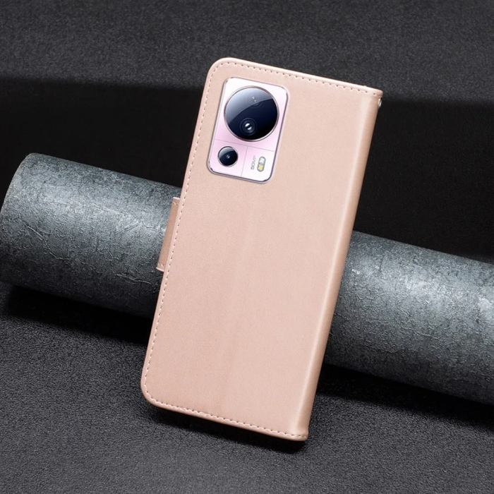 Taltech - Xiaomi 13 Lite 5G Plånboksfodral Fjärilstryck - Roséguld