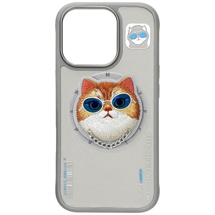 NIMMY - Nimmy iPhone 16 Pro Mobilskal MagSafe Glasses Cool Cat - Grå
