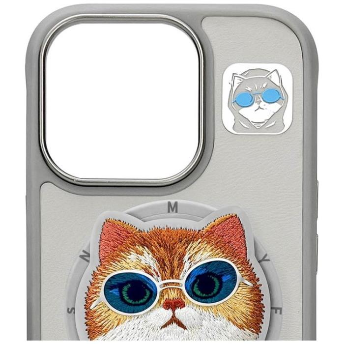 NIMMY - Nimmy iPhone 16 Pro Mobilskal MagSafe Glasses Cool Cat - Grå