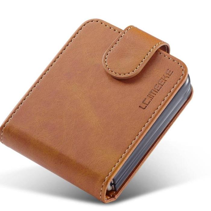 LC.imeeke - LC.IMEEKE Galaxy Z Flip 4 Plånboksfodral PU-Läder - Ljusbrun