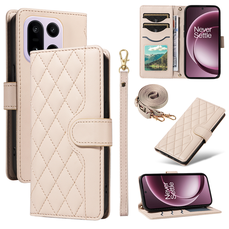 OnePlus 15 5G Plånboksfodral Rhombus Konstläder (Apricot) | 2353 | AlltMobil