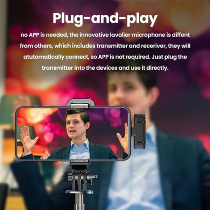 Lavalier - Lavalier Typ-C Trådlös Condenser Mikrofoner Bluetooth - Svart