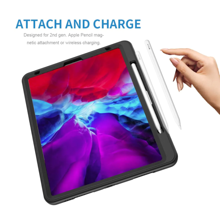UTGATT1 - iPad Pro 12.9 (2020/2021/2022) Skal Shock-Resistant Hybrid med Axelrem - Svart