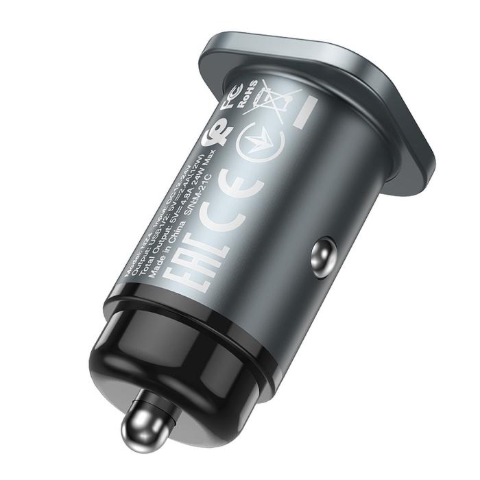 UTGATT1 - HOCO Billaddare 2xUSB Wise Road NZ4,8A 24W Grå