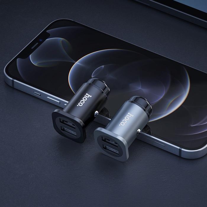 UTGATT1 - HOCO Billaddare 2xUSB Wise Road NZ4,8A 24W Grå