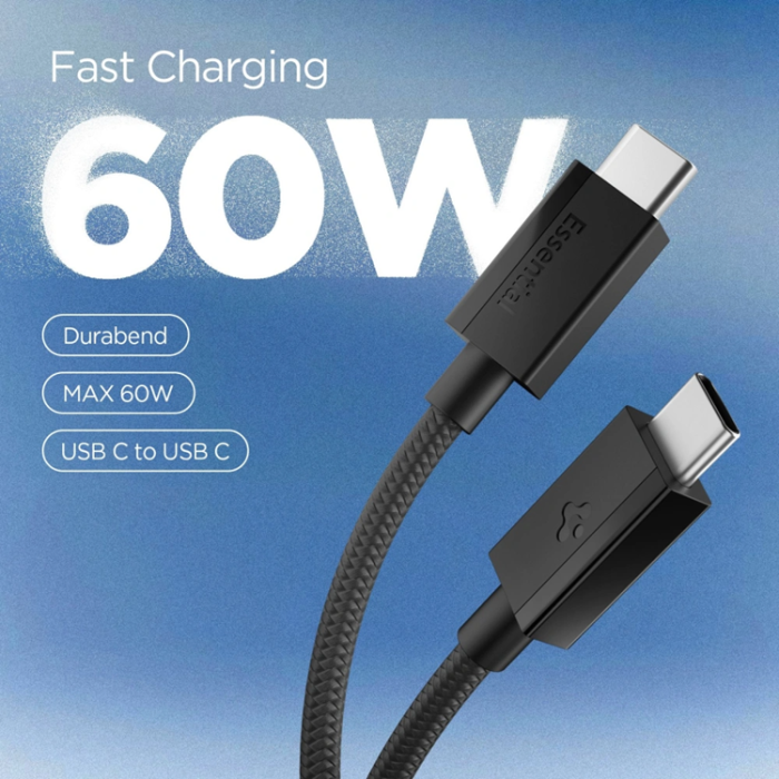 Spigen - Spigen USB-C till USB-C Kabel EB6015CC Essential 1.5m 60W - Svart