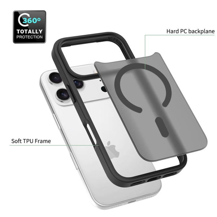 A-One Brand - iPhone 17 Pro Mobilskal MagSafe Acrylic Skin Touch - Svart