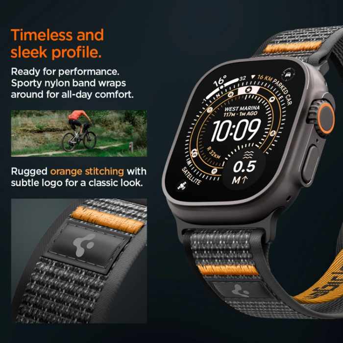 Spigen - Spigen Armband För Apple Watch (44/45/46/49mm) Athlet Air 2 - Svart/Orange