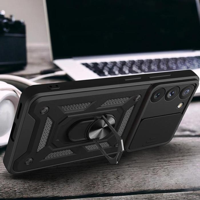 OEM - Galaxy A14 5G/4G Skal med Ringhållare Hybrid Armor Camshield - Svart