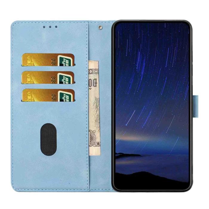 OEM - Samsung Galaxy A57 Plånboksfodral Konstläder Blommönster - Ljusblå
