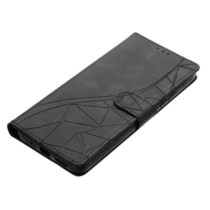 OEM - Samsung Galaxy A57 Plånboksfodral Konstläder Ställ Impräntad - Svart