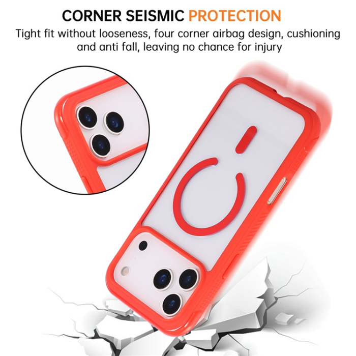 A-One Brand - iPhone 17 Pro Mobilskal MagSafe TPU+PC Transparent - Röd