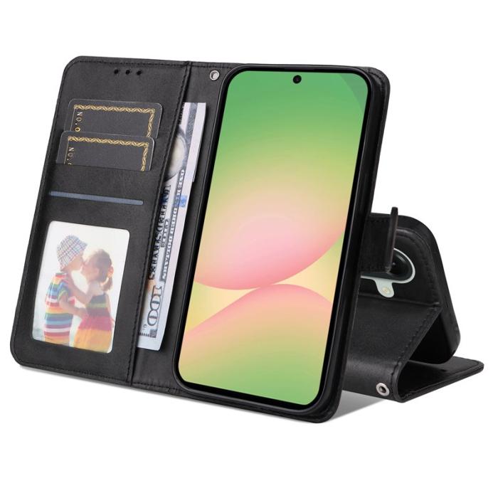 OEM - Samsung Galaxy A57 Plånboksfodral Konstläder Flip Telefonöverdrag - Svart
