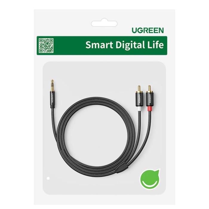 UTGATT5 - Ugreen 2 RCA Till Audio Kabel 3.5mm Mini Jack 5m - Svart