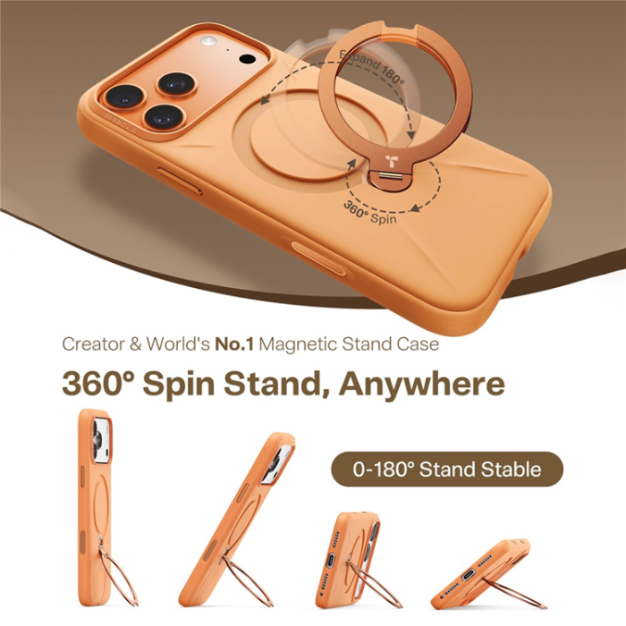 Torras - TORRAS iPhone 17 Pro Mobilskal MagSafe Ostand Q Pro - Orange