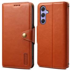 DENIOR - DENIOR Samsung Galaxy A54 5G Pl&aring;nboksfodral Konstl&auml;der Brun