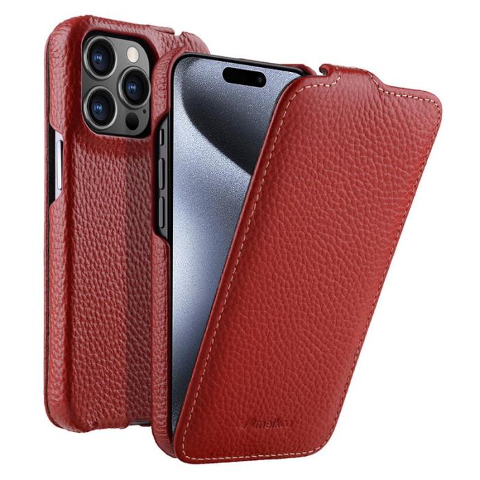 Melkco - MELKCO Mobilskal till iPhone 15 Pro Max Äkta Läder + PC Röd