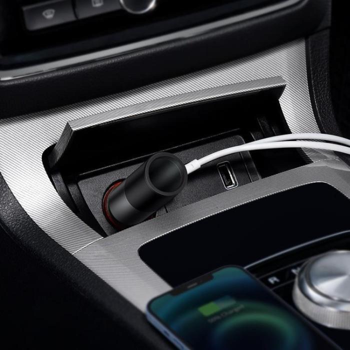 BASEUS - Baseus Billaddare USB Till USB-C 120W - Grå
